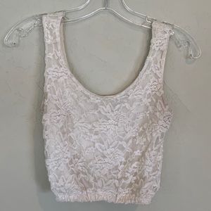 Y2K White Floral Crop Top Tank Top Womens Size S Festival Top